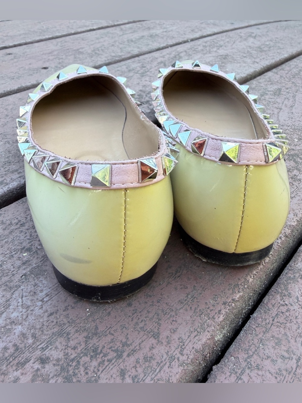 Valentino Garavani Rockstud Patent Leather Pointed Toe Ballet Flats EU 40 Nude - Picture 5 of 13